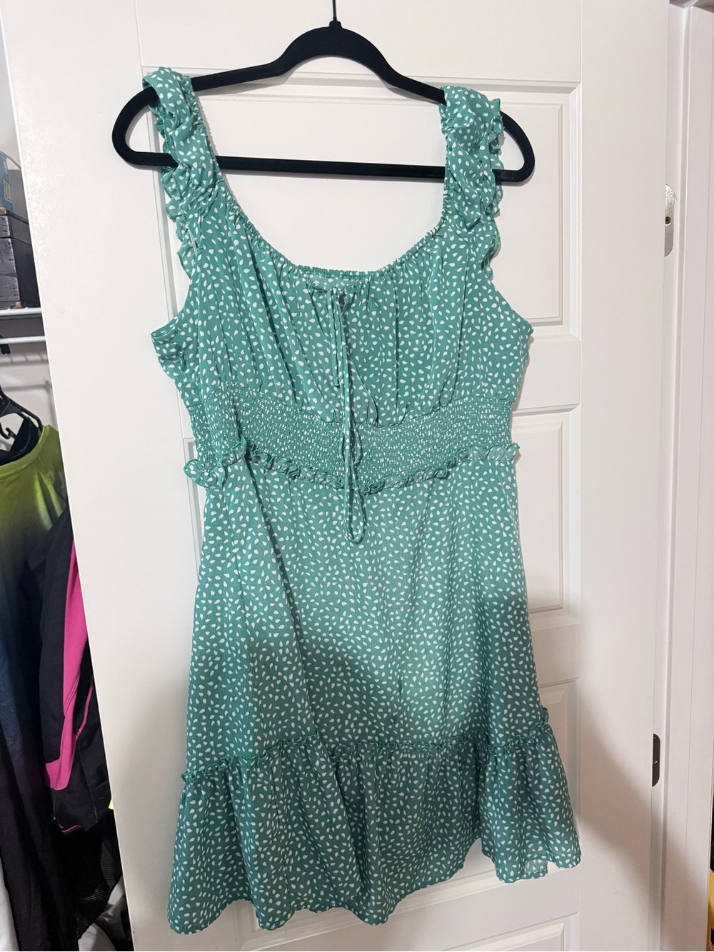 Green polka dot dress